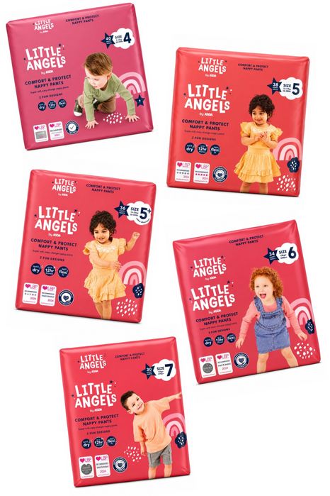 Памперси и гащички: Pampers, Little Angels, Mamia, Dunnes. Внос от Англия