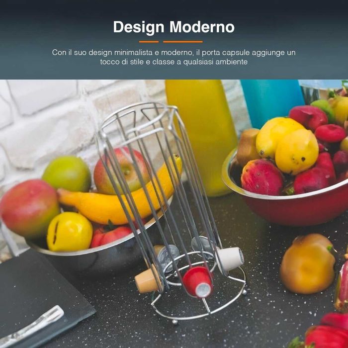 Suport metalic pentru capsule cafea Nespresso 30 bucati inox 10x25cm