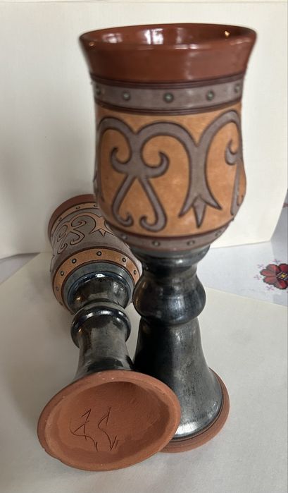 Pocale medievale din ceramica, lucrate manual. Cadou special