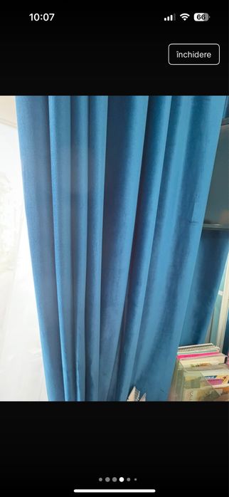Perdea+2 draperii albastru electric