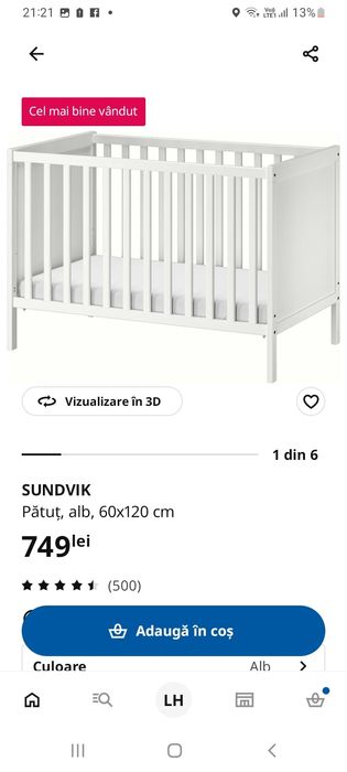 Pătuț Sundvik cu saltea inclusă