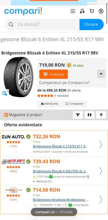 Anvelopa iarna 215.55.17’ Bridgestone