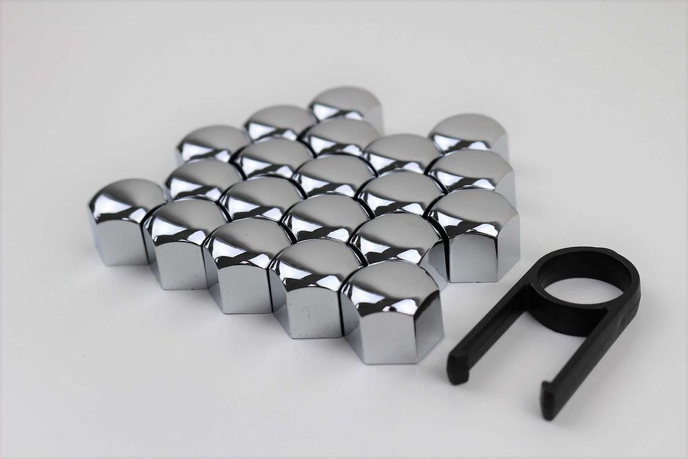 Капачки за болтове на джанти черни/хром 17мм / 19мм Универсални 20броя