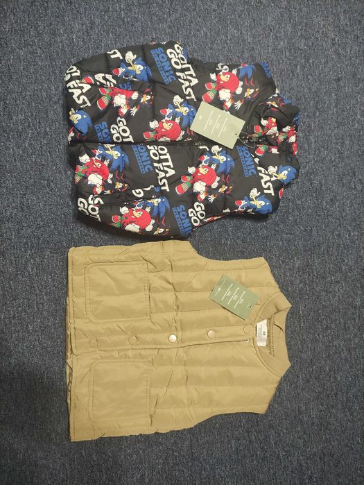 Детски елек НМ с принт Sonic, шушляков елек, капитониран елек, 98/104