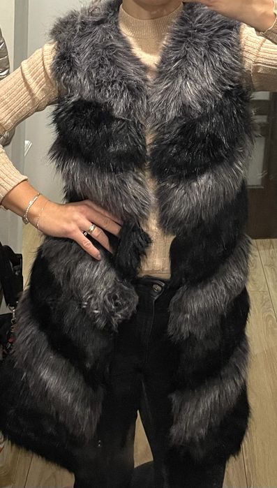 Vesta lunga de blana artificiala