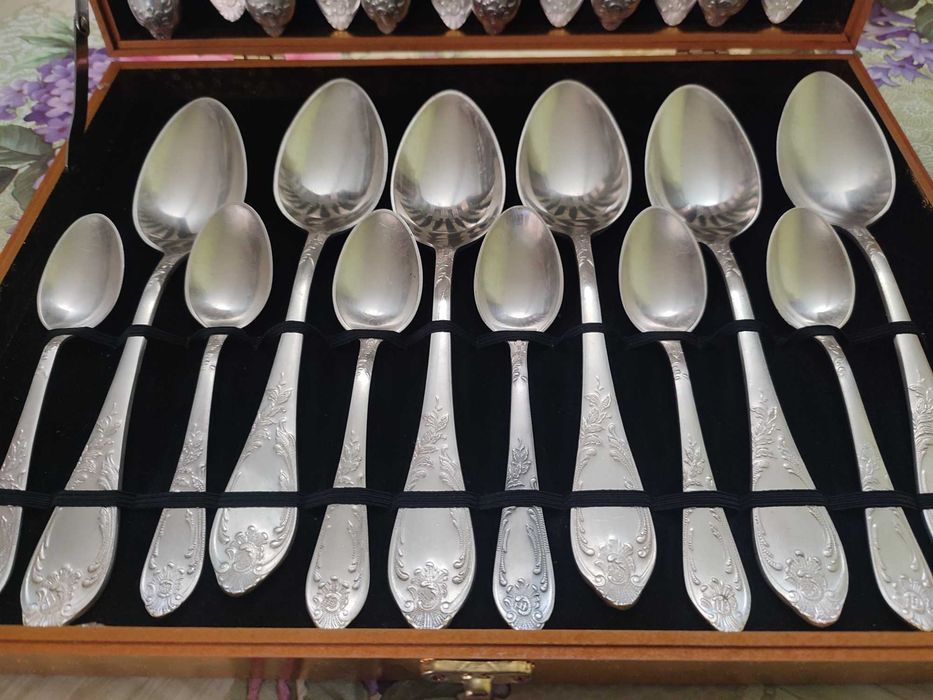 Старинен комплект посребрени прибори за хранене руски МНЦ
