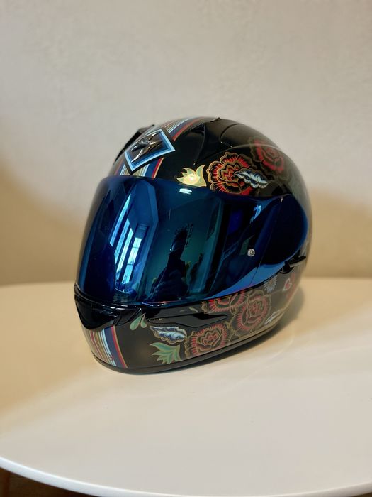 Casca moto scorpion exo 390 marimea S (56cm) viziera clara + albastru