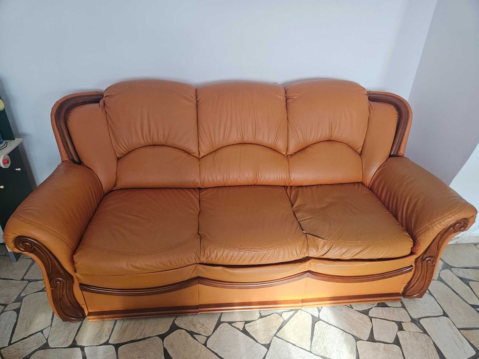 Set- Canapea si fotoliu din piele