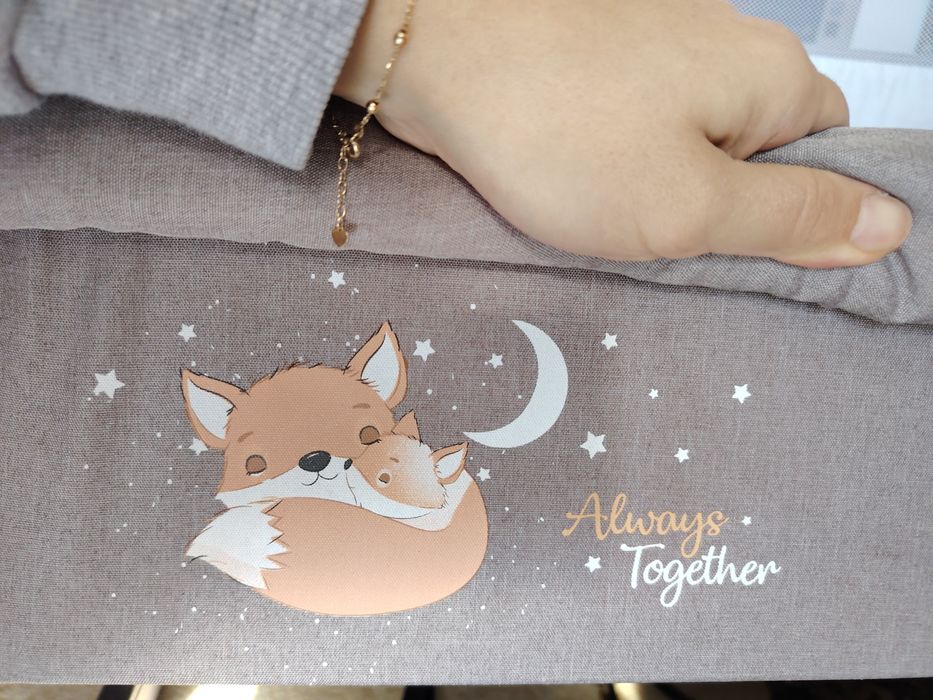 Patut Co-Sleeper pentru bebelusi Cangaroo Always Together Beige cu laterala culisanta