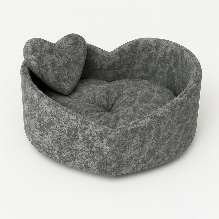 Удобно легълце сърце за любимци ISADORA (Racoon - Сиво) + подарък