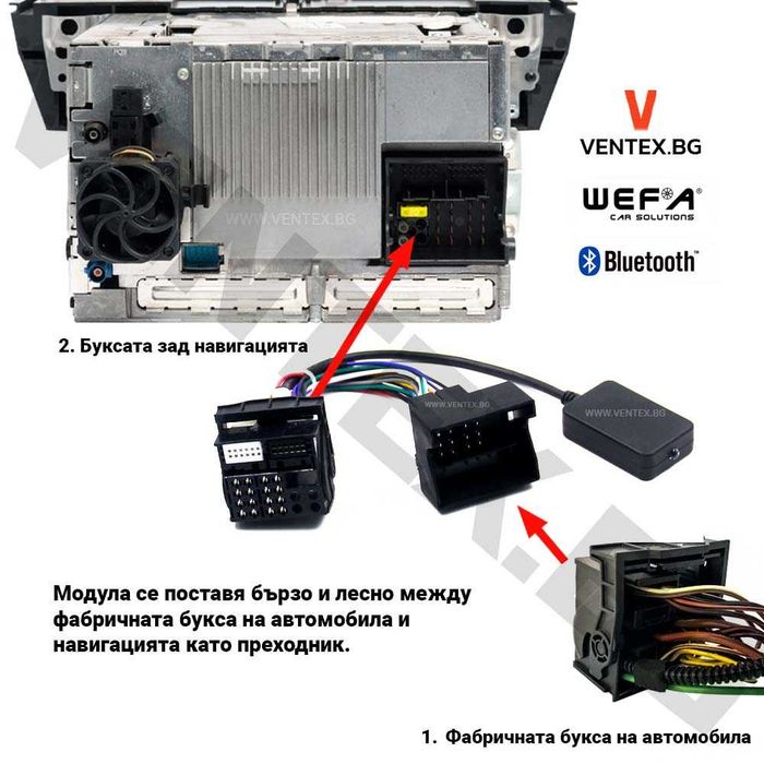 Bluetooth интерфейс с микрофон за BMW E60, E90, E70 - WEFA + Гаранция