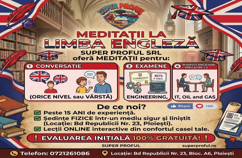 Meditatii Premium la Engleza, Franceza, Romana si Istorie