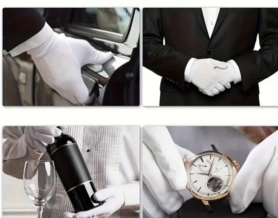 Белые перчатки 24 пары из вискозы