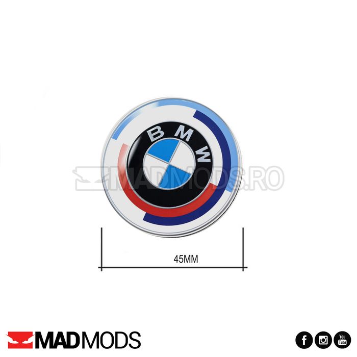 Embleme aniversare BMW 82 / 74 / 45mm capota portbagaj seria 1 2 3 4 5 6 7 8 i X M