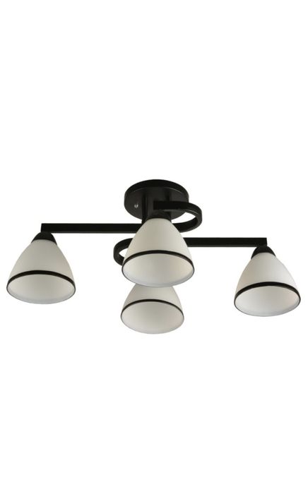 Lustră 4 becuri Led, alb+negru, ca nouă