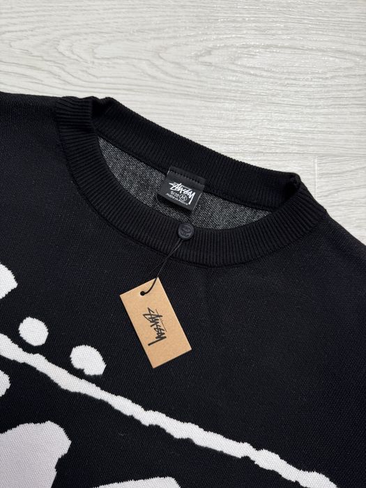 Класически плетен пуловер Stussу с разпознаваемо лого