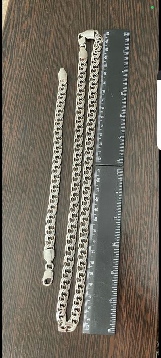 Серебряная цепочка и браслет