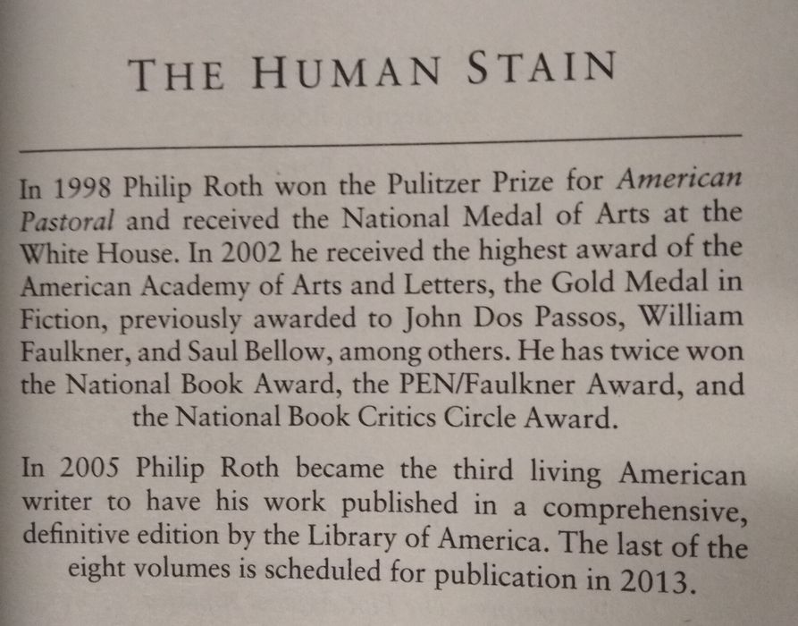 Cartea și filmul: The Human Stain. Noi, sigilate