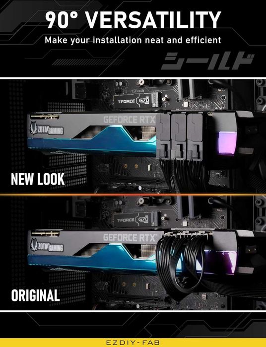 EZDIY-FAB Adaptor alimentare sursa PSU GPU PCIe 8 pini,90 grade,2 buc