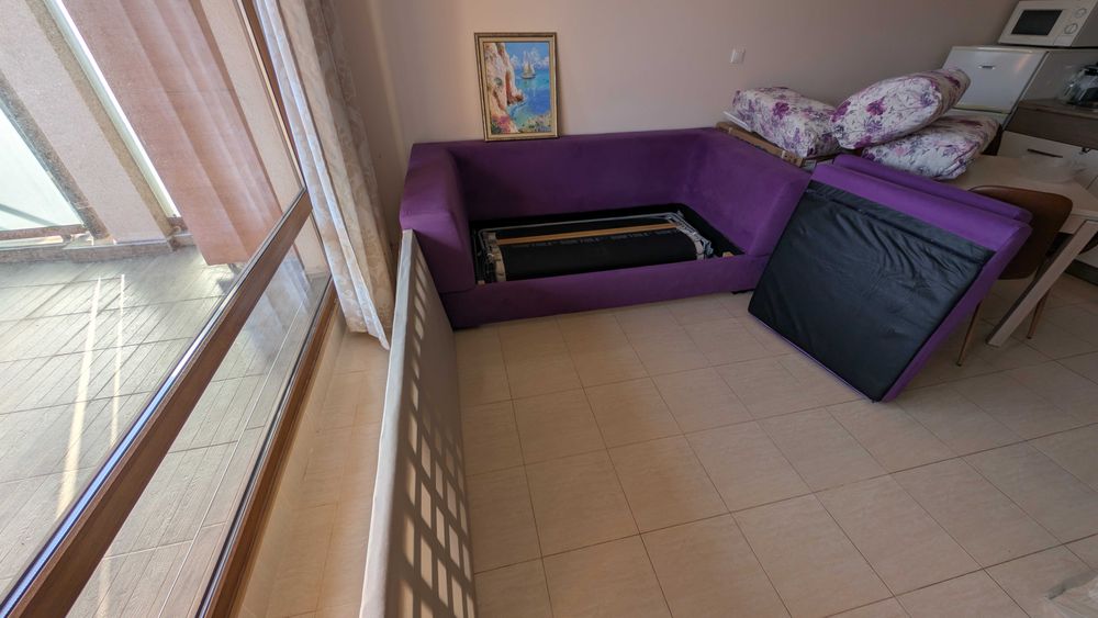 Лилав Двоен Разтегателен Диван