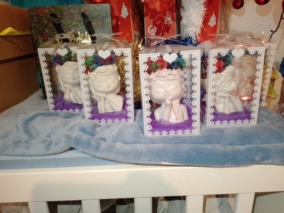 Cadou handmade din ipsos cu flori uscate