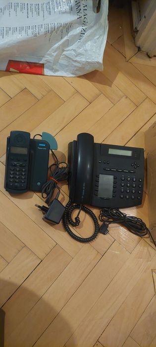 Lot 4 telefoane fixe (Siemens, Telekom, AT&T, Logic) + cabluri conexiune