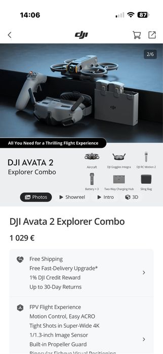 DJI Avata 2 Explorer Combo  + DJI Care Refresh 2 години.