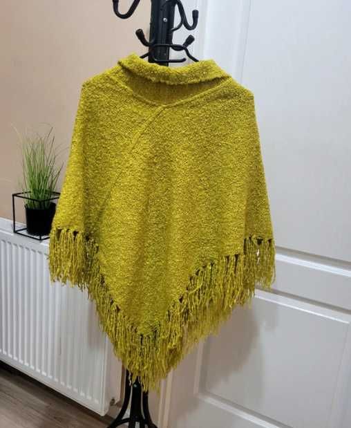 Poncho dama culoarea mustar