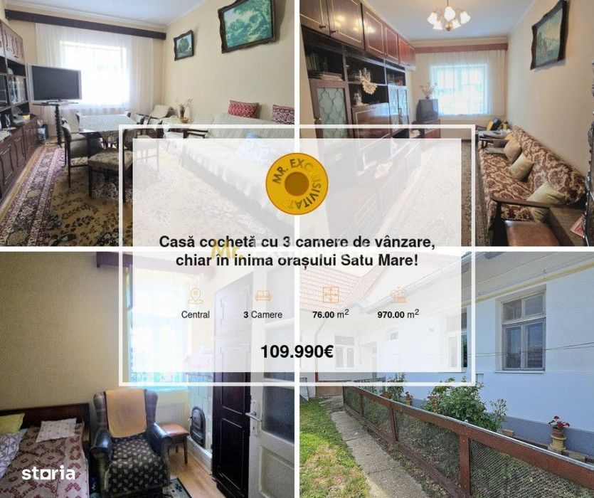 Casă cochetă cu 3 camere de vânzare, chiar în inima orașului Satu Mare