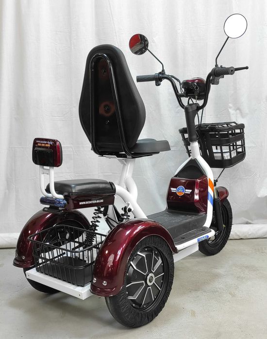Електрическа триколка EcoWay М31 бордо цвят 500W