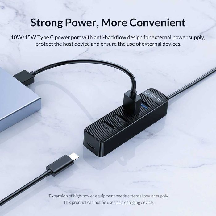 Hub USB cu 4 porturi USB 3.0 pentru PC laptop, port USB-C, 15cm