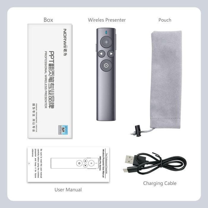Presenter Wireless Norwii N95s Pro, Telecomandă Laser Prezentări, Nou