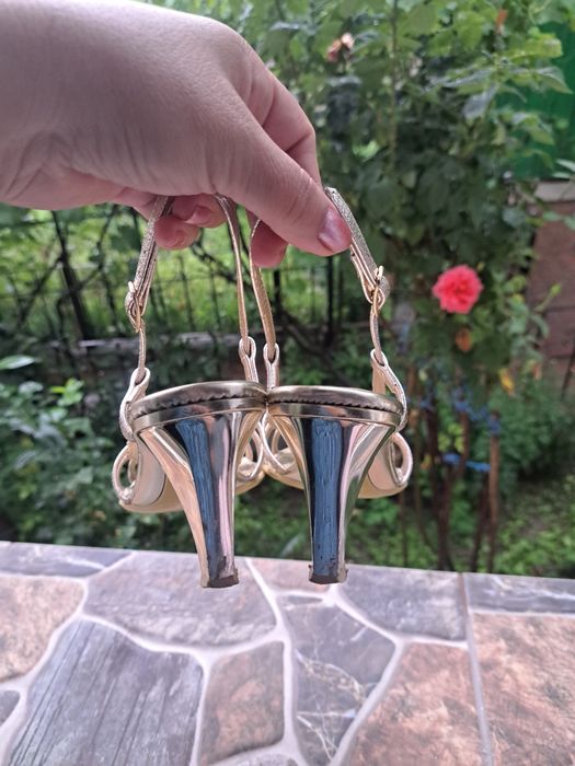 Sandale damă aurii din piele naturală, Vera Pelle (39)