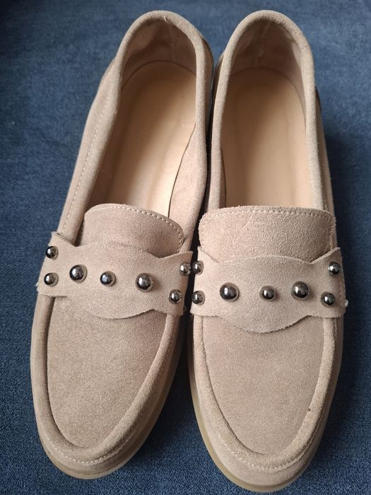 Дамски мокасини от естествен велур