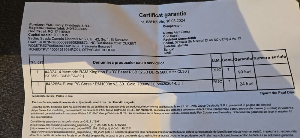 Memorie Ram 32Gb Kingston Fury Beast RGB Ddr5 5600Mhz Garantie ForIT