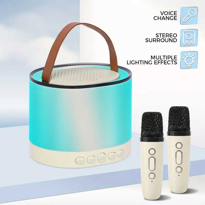 Тонколона с 2 микрофона Караоке машина Високоговорител - 6 цвята