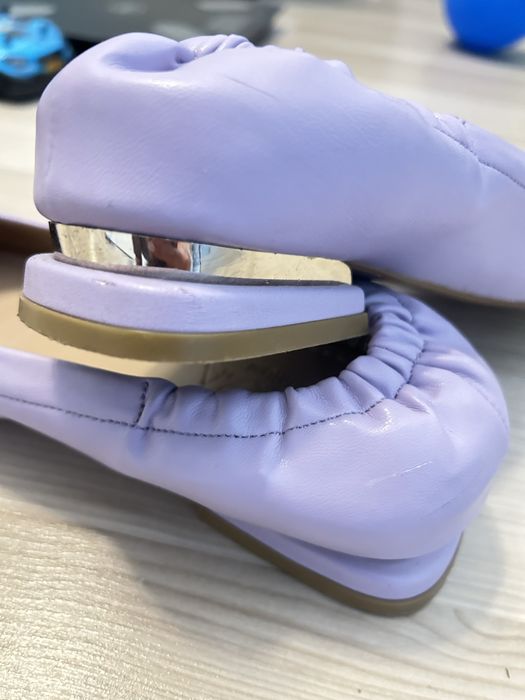 Balerini/pantofi soft cu varf patrat auriu din metal. Marimea 39