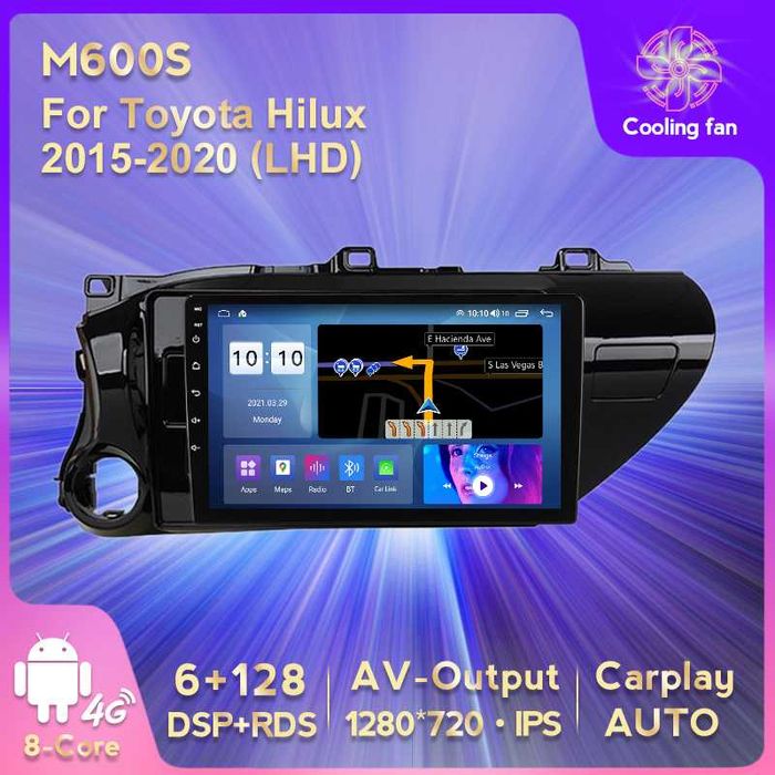 Navigatie Android 11 Toyora Hilux 2016  1/8 Gb Waze CarPlay Bt GPS