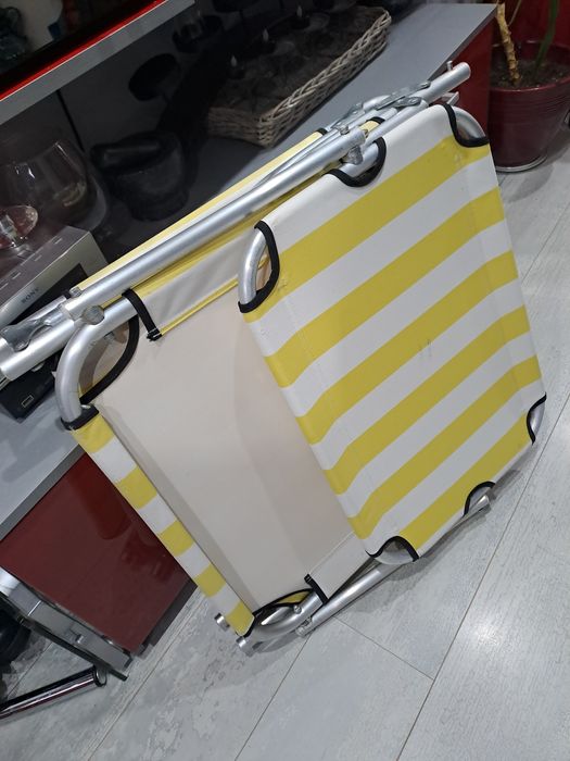 Алуминиев сгъваем шезлонг със сенник 62/187см