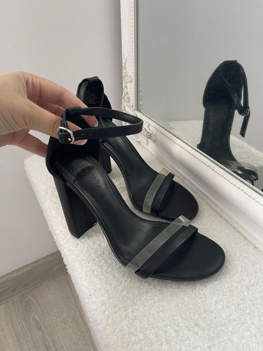 Sandale Just Fab cu toc, negre, marimea 36,5
