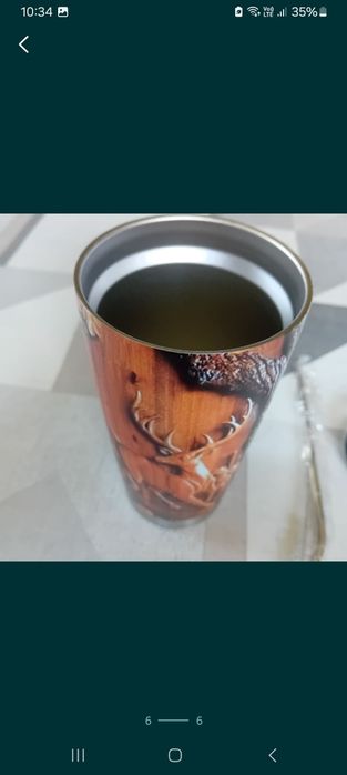 Pahar cu model de lemn si cerb si capac,