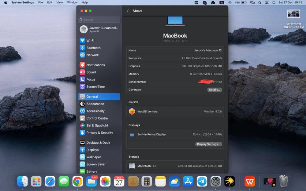 Macbook (air) 2017 12 inch 512GB 299$ 38 sikl