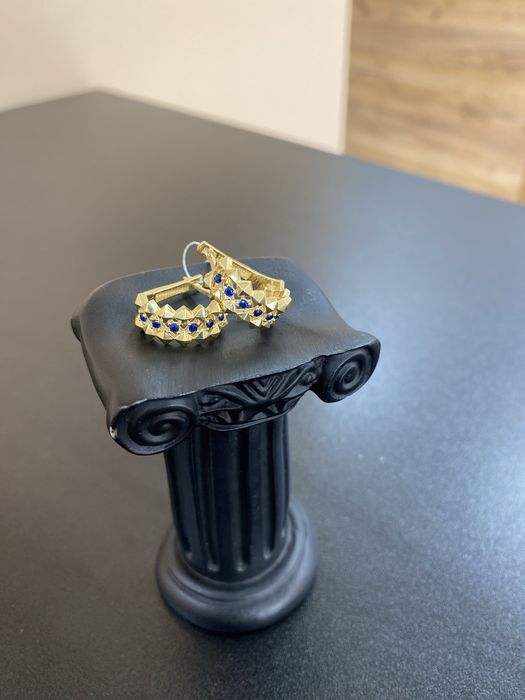 серьги/585 пробы/вставка сапфир