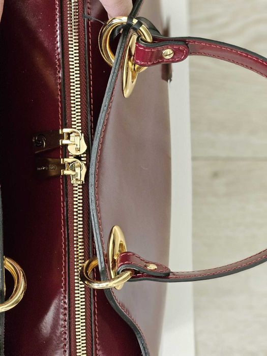 Geantă damă GILDA TONELLI piele naturală lăcuită – bordo/grena