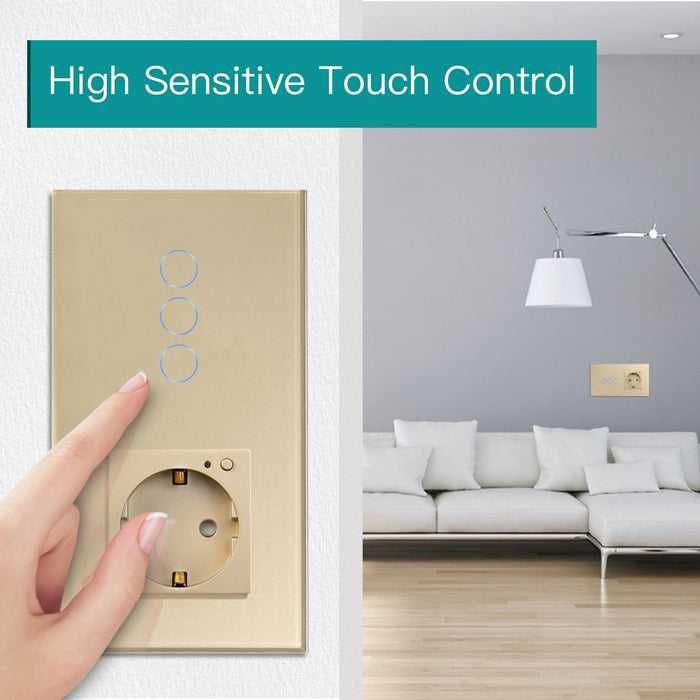 Смарт ключ за осветление и контакт Bseed – Wi-Fi, Стъклен панел