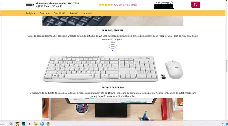 Kit Tatatură+Mouse wireless Logitech MK295 silent