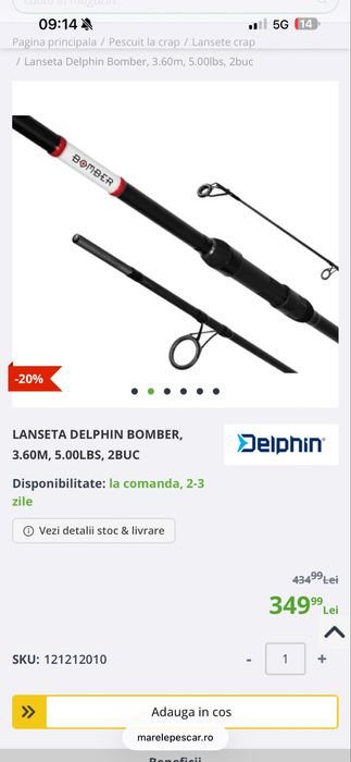 Lanseta Spod Delphin Bomber, 3.60m, 5.00lbs, 2buc!