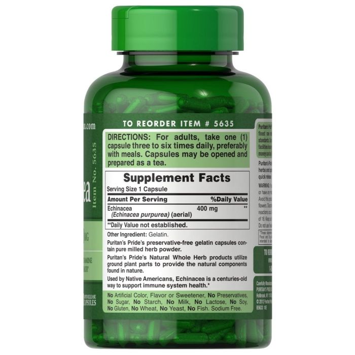 Эхинацея Puritan's Pride Echinacea  400 mg  200 капсул