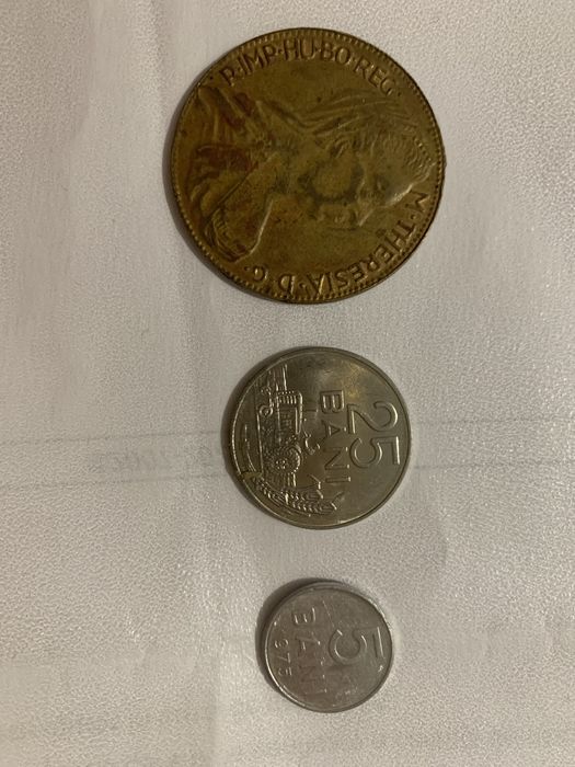 Vand moneda 25 bani 1966, 5 bani 1975 si 1 Taler Maria Terezia 1780