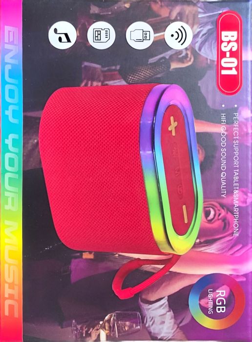 "Boxă Bluetooth BS-01 Portabilă RGB LED Wireless"